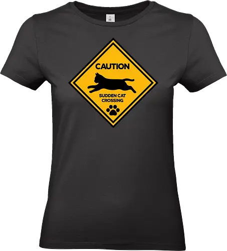 Caution: Sudden Cat Crossing Japan Art  - cat art, cat artwork, cat humor, cat lover, cat teeshirt, cute cats, funny cats, funny humor, funny quote, funny slogan, parody brand, parody design, parody logo, pop art, trending now - Standard T-Shirt (Frauen)