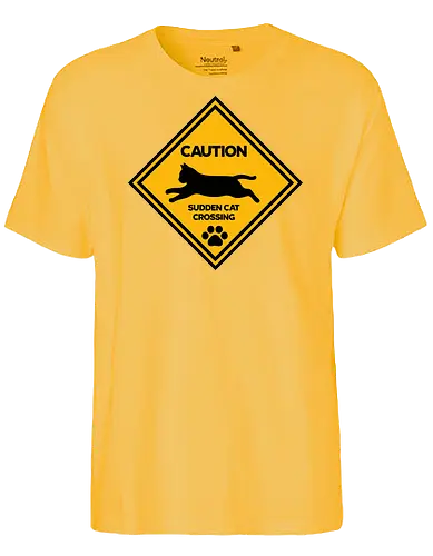 Caution: Sudden Cat Crossing Japan Art  - cat art, cat artwork, cat humor, cat lover, cat teeshirt, cute cats, funny cats, funny humor, funny quote, funny slogan, parody brand, parody design, parody logo, pop art, trending now - Fairtrade T-Shirt