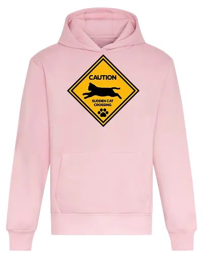 Caution: Sudden Cat Crossing Japan Art  - cat art, cat artwork, cat humor, cat lover, cat teeshirt, cute cats, funny cats, funny humor, funny quote, funny slogan, parody brand, parody design, parody logo, pop art, trending now - Heavyweight Hoodie