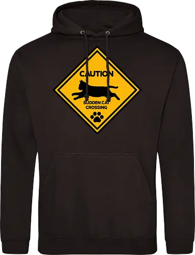 Caution: Sudden Cat Crossing Japan Art  - cat art, cat artwork, cat humor, cat lover, cat teeshirt, cute cats, funny cats, funny humor, funny quote, funny slogan, parody brand, parody design, parody logo, pop art, trending now - Standard Hoodie