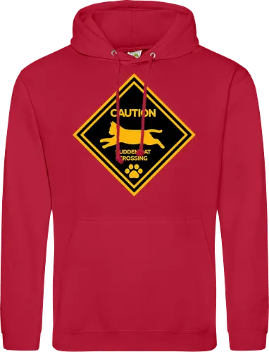 Caution: Sudden Cat Crossing Japan Art Nº2 - cat art, cat artwork, cat humor, cat lover, cat teeshirt, cute cats, funny cats, funny humor, funny quote, funny slogan, parody brand, parody design, parody logo, pop art, trending now - Standard Hoodie