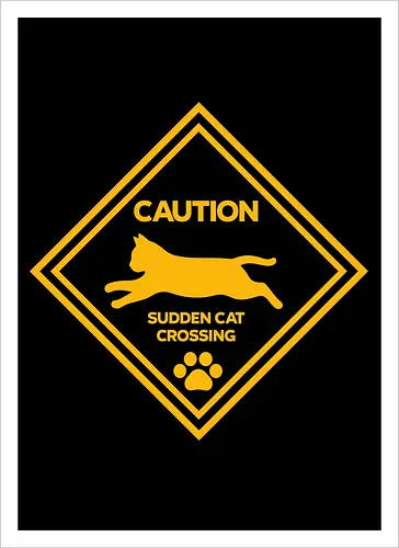 Caution: Sudden Cat Crossing Japan Art Nº2 - cat art, cat artwork, cat humor, cat lover, cat teeshirt, cute cats, funny cats, funny humor, funny quote, funny slogan, parody brand, parody design, parody logo, pop art, trending now - Kunstdruck