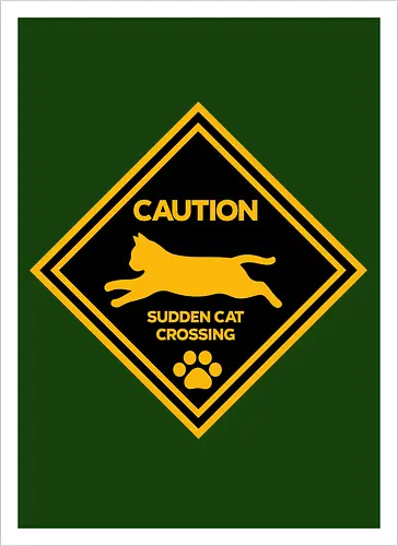Caution: Sudden Cat Crossing Japan Art Nº2 - cat art, cat artwork, cat humor, cat lover, cat teeshirt, cute cats, funny cats, funny humor, funny quote, funny slogan, parody brand, parody design, parody logo, pop art, trending now - Kunstdruck