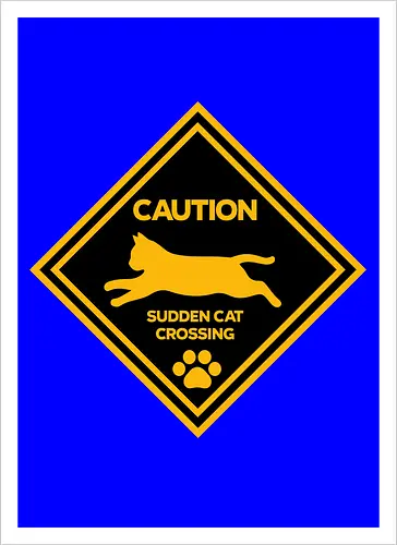 Caution: Sudden Cat Crossing Japan Art Nº2 - cat art, cat artwork, cat humor, cat lover, cat teeshirt, cute cats, funny cats, funny humor, funny quote, funny slogan, parody brand, parody design, parody logo, pop art, trending now - Kunstdruck