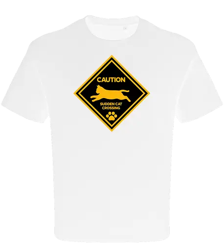 Caution: Sudden Cat Crossing Japan Art Nº2 - cat art, cat artwork, cat humor, cat lover, cat teeshirt, cute cats, funny cats, funny humor, funny quote, funny slogan, parody brand, parody design, parody logo, pop art, trending now - Oversize T-Shirt