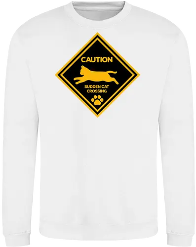 Caution: Sudden Cat Crossing Japan Art Nº2 - cat art, cat artwork, cat humor, cat lover, cat teeshirt, cute cats, funny cats, funny humor, funny quote, funny slogan, parody brand, parody design, parody logo, pop art, trending now - Sweatshirt
