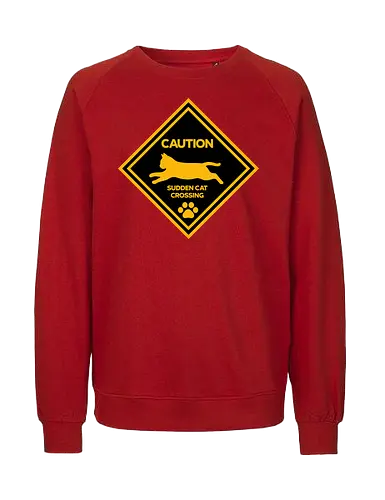 Caution: Sudden Cat Crossing Japan Art Nº2 - cat art, cat artwork, cat humor, cat lover, cat teeshirt, cute cats, funny cats, funny humor, funny quote, funny slogan, parody brand, parody design, parody logo, pop art, trending now - Fairtrade Sweatshirt