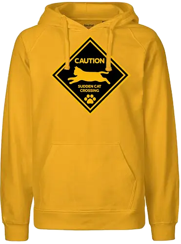 Caution: Sudden Cat Crossing Japan Art Nº2 - cat art, cat artwork, cat humor, cat lover, cat teeshirt, cute cats, funny cats, funny humor, funny quote, funny slogan, parody brand, parody design, parody logo, pop art, trending now - Fairtrade Hoodie