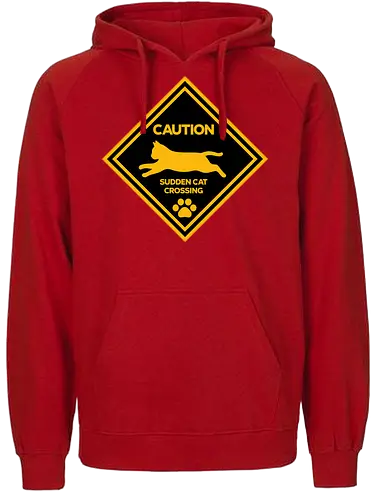 Caution: Sudden Cat Crossing Japan Art Nº2 - cat art, cat artwork, cat humor, cat lover, cat teeshirt, cute cats, funny cats, funny humor, funny quote, funny slogan, parody brand, parody design, parody logo, pop art, trending now - Fairtrade Hoodie