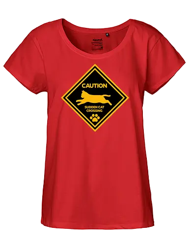 Caution: Sudden Cat Crossing Japan Art Nº2 - cat art, cat artwork, cat humor, cat lover, cat teeshirt, cute cats, funny cats, funny humor, funny quote, funny slogan, parody brand, parody design, parody logo, pop art, trending now - Fairtrade Girl Shirt