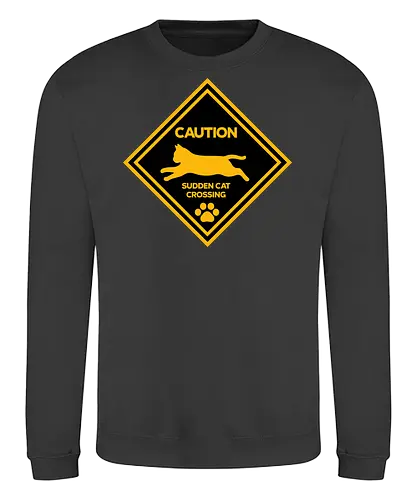 Caution: Sudden Cat Crossing Japan Art Nº2 - cat art, cat artwork, cat humor, cat lover, cat teeshirt, cute cats, funny cats, funny humor, funny quote, funny slogan, parody brand, parody design, parody logo, pop art, trending now - Sweatshirt