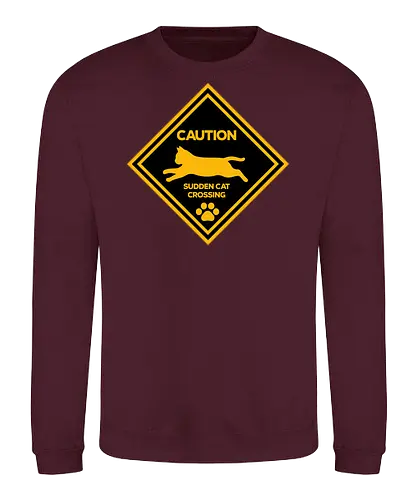 Caution: Sudden Cat Crossing Japan Art Nº2 - cat art, cat artwork, cat humor, cat lover, cat teeshirt, cute cats, funny cats, funny humor, funny quote, funny slogan, parody brand, parody design, parody logo, pop art, trending now - Sweatshirt