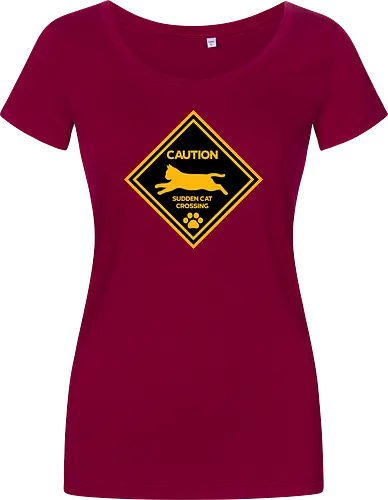 Caution: Sudden Cat Crossing Japan Art Nº2 - cat art, cat artwork, cat humor, cat lover, cat teeshirt, cute cats, funny cats, funny humor, funny quote, funny slogan, parody brand, parody design, parody logo, pop art, trending now - Damen T-Shirt