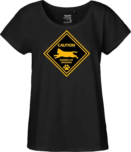 Caution: Sudden Cat Crossing Japan Art Nº2 - cat art, cat artwork, cat humor, cat lover, cat teeshirt, cute cats, funny cats, funny humor, funny quote, funny slogan, parody brand, parody design, parody logo, pop art, trending now - Fairtrade Girl Shirt