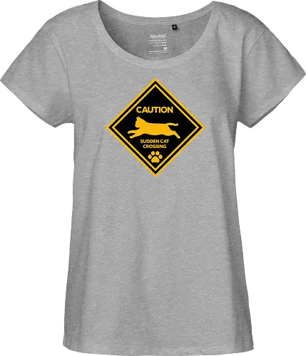 Caution: Sudden Cat Crossing Japan Art Nº2 - cat art, cat artwork, cat humor, cat lover, cat teeshirt, cute cats, funny cats, funny humor, funny quote, funny slogan, parody brand, parody design, parody logo, pop art, trending now - Fairtrade Girl Shirt