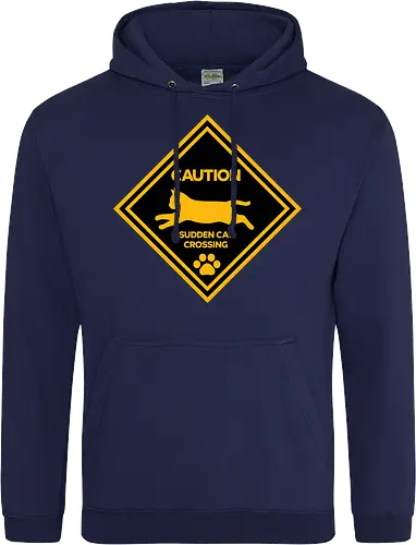 Caution: Sudden Cat Crossing Japan Art Nº2 - cat art, cat artwork, cat humor, cat lover, cat teeshirt, cute cats, funny cats, funny humor, funny quote, funny slogan, parody brand, parody design, parody logo, pop art, trending now - Standard Hoodie
