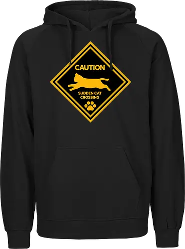 Caution: Sudden Cat Crossing Japan Art Nº2 - cat art, cat artwork, cat humor, cat lover, cat teeshirt, cute cats, funny cats, funny humor, funny quote, funny slogan, parody brand, parody design, parody logo, pop art, trending now - Fairtrade Hoodie