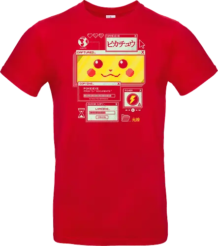 Electrifying Capture - anime, retro, pixel, gaming, cyber, japanese, nostalgia, geek, nerd, yellow, electric, computer - Standard T-Shirt