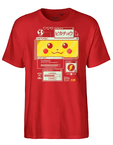 Electrifying Capture - anime, retro, pixel, gaming, cyber, japanese, nostalgia, geek, nerd, yellow, electric, computer - Fairtrade T-Shirt