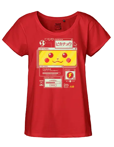 Electrifying Capture - anime, retro, pixel, gaming, cyber, japanese, nostalgia, geek, nerd, yellow, electric, computer - Fairtrade Girl Shirt