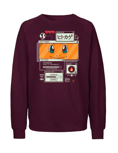 Flaming File - anime, retro, pixel, gaming, fire, japanese, nostalgia, geek, nerd, orange, flame, adventure - Fairtrade Sweatshirt
