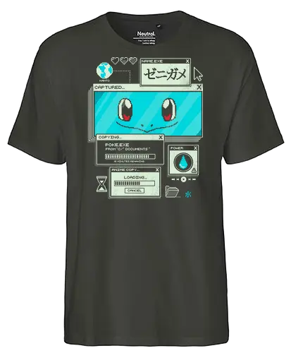 Aquatic Download - anime, retro, pixel, gaming, water, japanese, nostalgia, geek, nerd, blue, turtle, ocean - Fairtrade T-Shirt