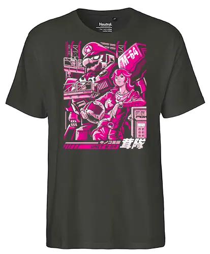 Turtle destroyer - mario bros, peach, mecha, robot, gundam, mashup, anime, japan - Fairtrade T-Shirt