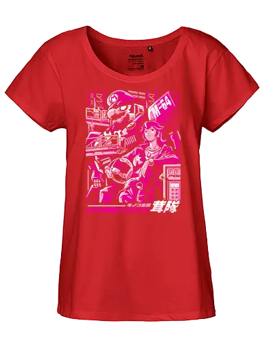 Turtle destroyer - mario bros, peach, mecha, robot, gundam, mashup, anime, japan - Fairtrade Girl Shirt