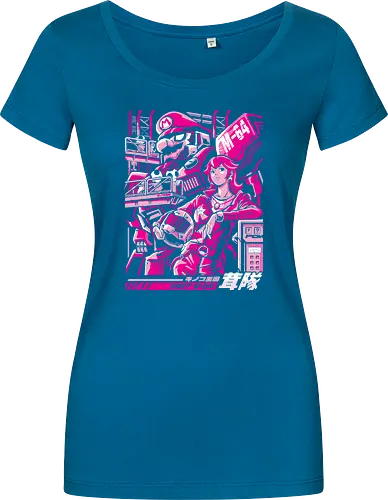 Turtle destroyer - mario bros, peach, mecha, robot, gundam, mashup, anime, japan - Damen T-Shirt