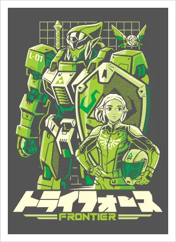 Triad frontier - Hero of Time, ganon, game, gaming, video game, anime, mecha, robot, gundam, mashup, japan, legend - Kunstdruck