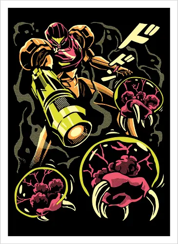 Larva swarm - Bounty Hunter, ridley, alien, space, scifi, game, gaming, video game, zebes, galaxy - Kunstdruck