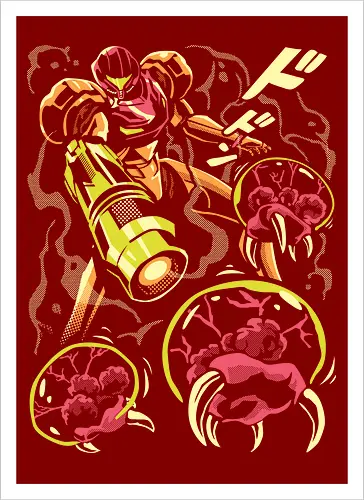 Larva swarm - Bounty Hunter, ridley, alien, space, scifi, game, gaming, video game, zebes, galaxy - Kunstdruck
