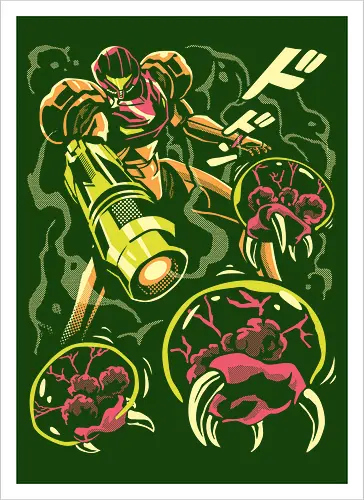 Larva swarm - Bounty Hunter, ridley, alien, space, scifi, game, gaming, video game, zebes, galaxy - Kunstdruck