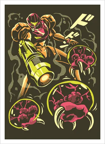 Larva swarm - Bounty Hunter, ridley, alien, space, scifi, game, gaming, video game, zebes, galaxy - Kunstdruck