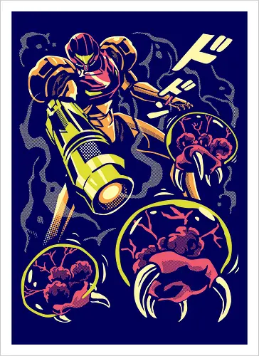 Larva swarm - Bounty Hunter, ridley, alien, space, scifi, game, gaming, video game, zebes, galaxy - Kunstdruck
