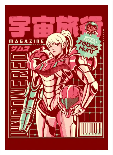 Space voyage - Bounty Hunter, ridley, alien, space, scifi, game, gaming, video game, zebes, galaxy - Kunstdruck