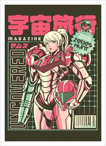 Space voyage - Bounty Hunter, ridley, alien, space, scifi, game, gaming, video game, zebes, galaxy - Kunstdruck