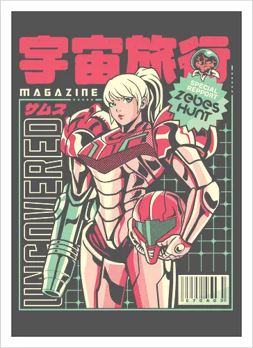 Space voyage - Bounty Hunter, ridley, alien, space, scifi, game, gaming, video game, zebes, galaxy - Kunstdruck