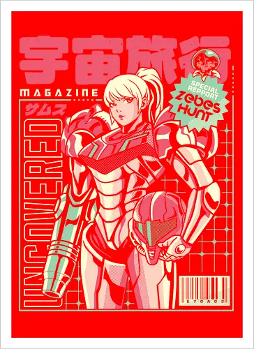 Space voyage - Bounty Hunter, ridley, alien, space, scifi, game, gaming, video game, zebes, galaxy - Kunstdruck