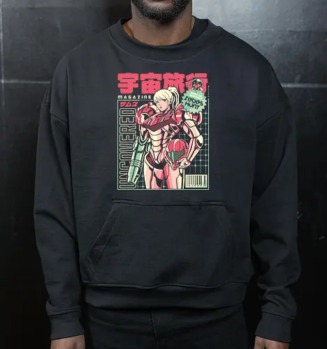 Space voyage - Bounty Hunter, ridley, alien, space, scifi, game, gaming, video game, zebes, galaxy - Cropped Sweatshirt