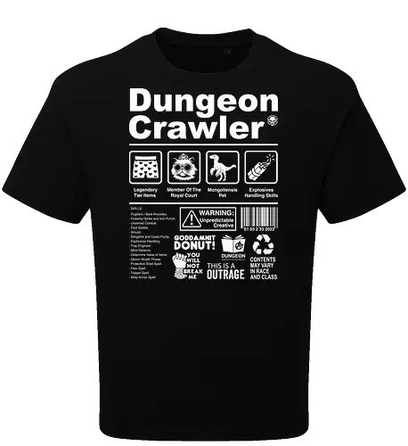 Dungeon Crawler label - dungeon crawler carl, labels, princess donut, cat, novel, books, retro, vintage, princess donut, fantasy - Oversize T-Shirt