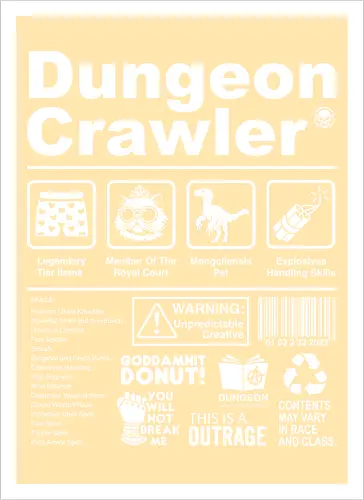 Dungeon Crawler label - dungeon crawler carl, labels, princess donut, cat, novel, books, retro, vintage, princess donut, fantasy - Kunstdruck