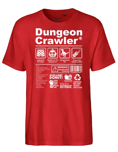 Dungeon Crawler label - dungeon crawler carl, labels, princess donut, cat, novel, books, retro, vintage, princess donut, fantasy - Fairtrade T-Shirt