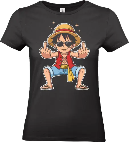 Rebel Captain: The Sun God's Salute - Luffy Gear 5 shirt, One Piece funny graphic tee, Sun God Nika apparel, anime middle finger design, edgy otaku streetwear, shonen manga clothing, pirate captain merch, sarcastic anime shirt, rebel aesthetic fashion, cool anime sunglasses tee - Standard T-Shirt (Frauen)