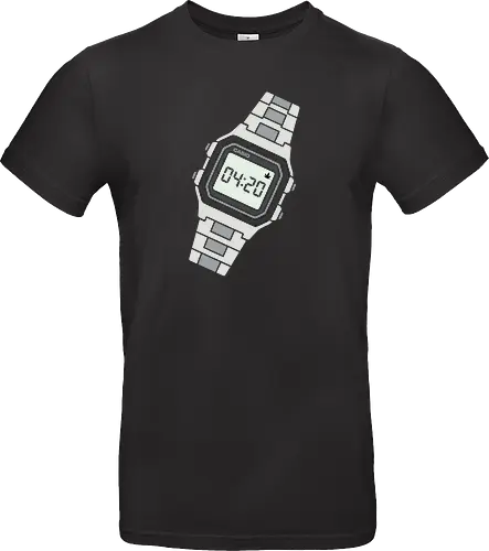 High Time: Retro Digital Watch - 420 shirt, retro digital watch graphic, vintage Casio apparel, stoner aesthetic streetwear, minimalist weed clothing, 80s nostalgia fashion, funny high time tee, subtle stoner merch, clean vector graphic design, retro tech clothing - Standard T-Shirt