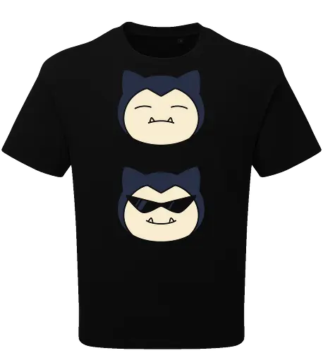 Sleepy to Swag: The Big Guy Glow-Up - Snorlax shirt, funny Pokemon merch, sleepy monster graphic tee, retro anime sunglasses, nostalgic gaming streetwear, lazy day aesthetic clothing, minimalist gamer fashion, Squirtle squad glasses design, cool pocket monster tee, funny otaku apparel - Oversize T-Shirt