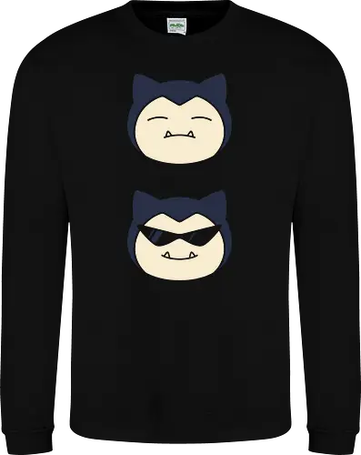 Sleepy to Swag: The Big Guy Glow-Up - Snorlax shirt, funny Pokemon merch, sleepy monster graphic tee, retro anime sunglasses, nostalgic gaming streetwear, lazy day aesthetic clothing, minimalist gamer fashion, Squirtle squad glasses design, cool pocket monster tee, funny otaku apparel - Sweatshirt