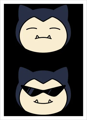 Sleepy to Swag: The Big Guy Glow-Up - Snorlax shirt, funny Pokemon merch, sleepy monster graphic tee, retro anime sunglasses, nostalgic gaming streetwear, lazy day aesthetic clothing, minimalist gamer fashion, Squirtle squad glasses design, cool pocket monster tee, funny otaku apparel - Kunstdruck