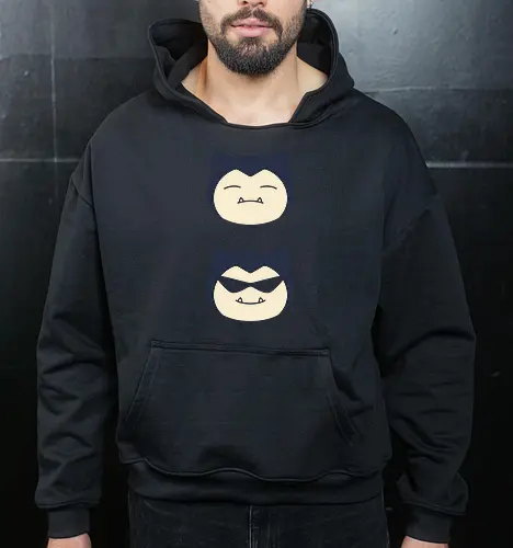 Sleepy to Swag: The Big Guy Glow-Up - Snorlax shirt, funny Pokemon merch, sleepy monster graphic tee, retro anime sunglasses, nostalgic gaming streetwear, lazy day aesthetic clothing, minimalist gamer fashion, Squirtle squad glasses design, cool pocket monster tee, funny otaku apparel - Cropped Hoodie