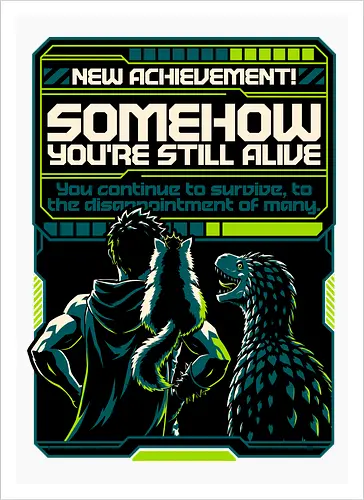 Dungeon Crawler Achievement - Nerd, Geek, Fantasy, Adventure, Rpg, Litrpg, Book, Books, Bookworm, Science Fantasy, Science Fiction, Scifi, Cat, Pet, Donut, Funny, Post-apocalyptic, Apocalypse, Post Apocalyptic, Apocalyptic Cats, Postapocalypse, Post-apocalypse, Poster, Parody, Dinosaur, Velociraptor, Vintage, Artificial Intelligence, Ai, Achieve, Alive, Survival, Survive, Survival Mode, I Survived, Dungeon Survival, Survivor, Futuristic, Cyberpunk, Geometric - Kunstdruck